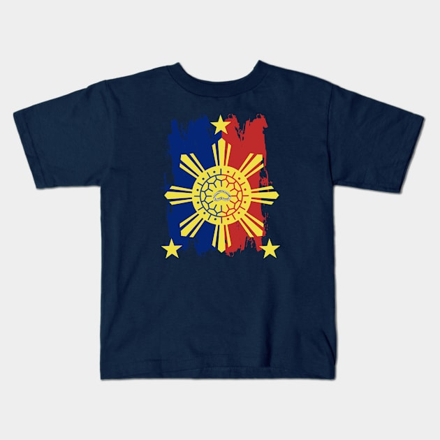 Philippine Flag / 3 Stars & Sun / Baybayin - BA Kids T-Shirt by Pirma Pinas